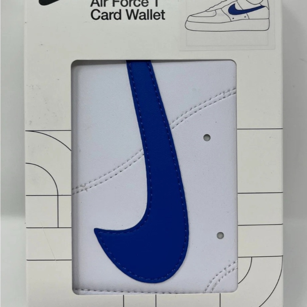 Nike Icon Air Force 1 Sneaker Men's Card Wallet White Blue New - AF1